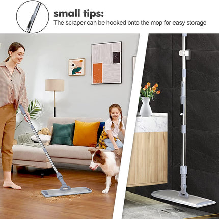 Sunally 18 Inch Professional Microfiber Mop Floor Cleaning Mop, Wet and Dust Mop with 4 Reusable Mop Pads and Mop Holder, Grey.