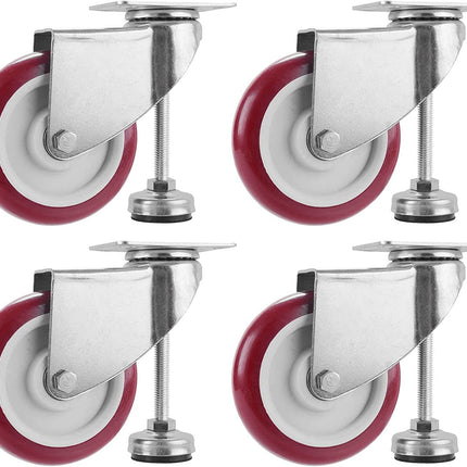 SPACECARE 5 Inches Swivel Caster Wheels, Heavy Duty Casters Set of 4 with Leg Levelers, 1460Lbs with 360 Degree No Noise Furniture Wheels.