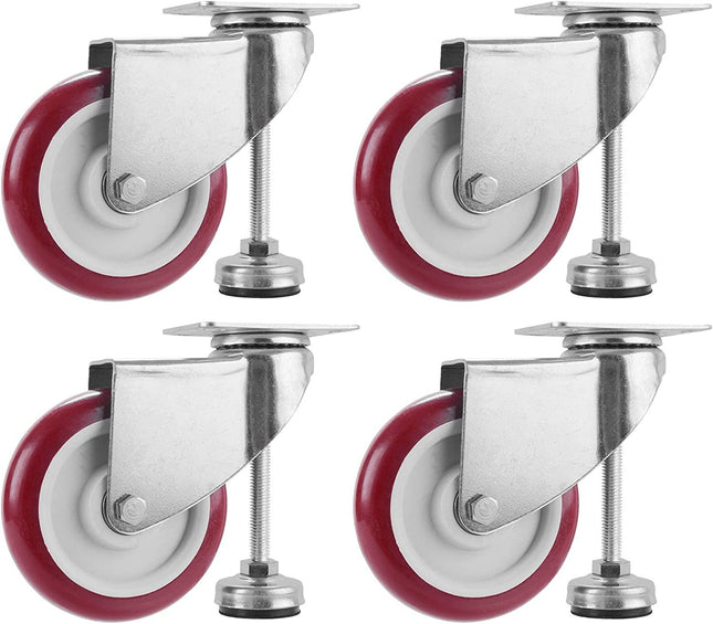 SPACECARE 5 Inches Swivel Caster Wheels, Heavy Duty Casters Set of 4 with Leg Levelers, 1460Lbs with 360 Degree No Noise Furniture Wheels.