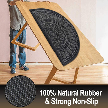 Mibao Half Round Door Mat, Non-Slip Welcome Entrance Way Rug, Durable Rubber Door Mats, Low-Profile Heavy Duty Doormat, Half Circle Rugs for Garage, Patio, High Traffic Areas, 18" x 30", Gray.