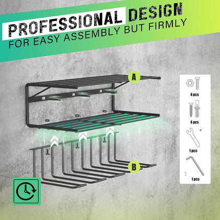 SWAGER Power Tool Organizer Wall Mounted,Power Drill Tool Holder,Tool Organizers and Storage Rack for Garage Orgnization,3 Layers Floating Tool Shelf with 4 Drill Holders(2 Pack)