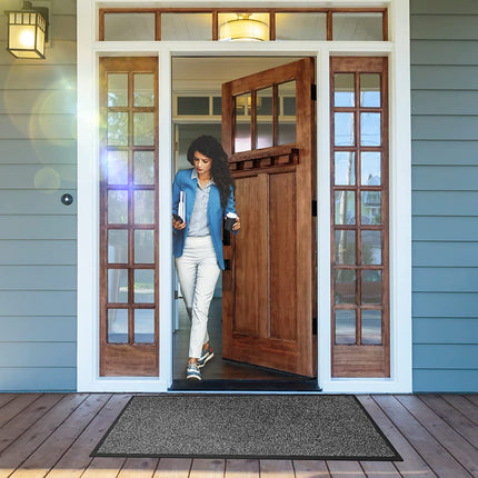 Mibao Dirt Trapper Door Mat for Indoor&Outdoor, 36" x 48", Black&Gray, Washable Barrier Heavy Duty Non-Slip Entrance Rug Shoes Scraper, Super Absorbent Front Carpet.