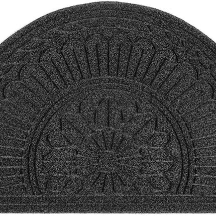 Mibao 24" x 36" Mats, Half Round Rug, Outdoor Welcome Mats for Front Door, Half Moon Indoor/Outdoor Mats Waterproof, Black.