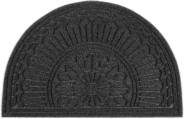 Mibao 24" x 36" Mats, Half Round Rug, Outdoor Welcome Mats for Front Door, Half Moon Indoor/Outdoor Mats Waterproof, Black.