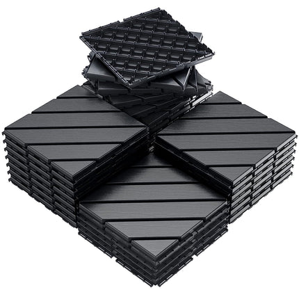 VANCASTLE Plastic Interlocking Deck Tiles, 12"x12"(Pack of 27), Patio Flooring Outdoor Waterproof All Weather Use, Outdoor Flooring for Patio Garden Poolside Front/Back Yard, Dark Grey.