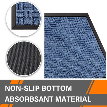 Mibao, Extra Large, Indoor door mats for Entryway, Outdoor mats for Home Entrance，Welcome Mat Outdoor Rubber , 46"x72", Blue.