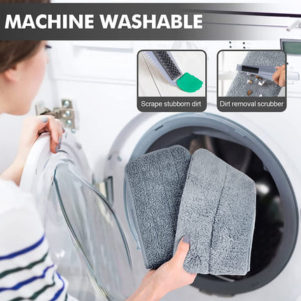 Sunally 18 Inch Professional Microfiber Mop Floor Cleaning Mop, Wet and Dust Mop with 4 Reusable Mop Pads and Mop Holder, Grey.