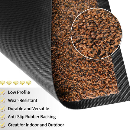 Mibao Dirt Trapper Door Mat for Indoor&Outdoor, 20" x 32", Brown Black,Washable Barrier Heavy Duty Non-Slip Entrance Rug Shoes Scraper, Super Absorbent Front Carpet.