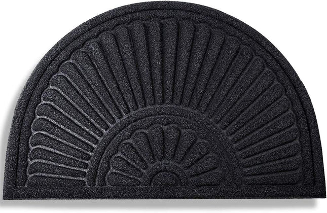 Mibao Half Round Door Mat, Half Circle Door Mats Outdoor, Front Door Mat Outdoor Entrance, Welcome Mats Outdoor, Heavy Duty Exterior Doormat, Outdoor Mats for Home Entrance, 24" x 36", Black.