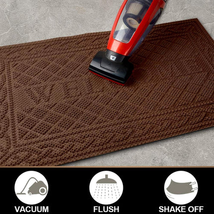 Mibao Durable Front Entrance Door Mat, Heavy Duty Welcome Mats Outdoor Indoor, Non Slip Rubber Backing Floor Rug, Easy Clean Shoe Scraper, Waterproof, Porch Mat, 24x36 Inch, Brown.