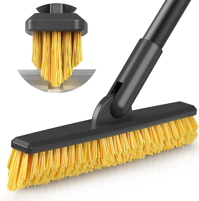 Sunally Grout Scrub Brush with 57" Long Handle, Shower Floor Scrubber for Cleaning with V-Shape Stiff Bristles, Grout Cleaner Brush for Cleaning Tile, Bathroom, Kitchen, Cleaning Tool, Black Yellow.