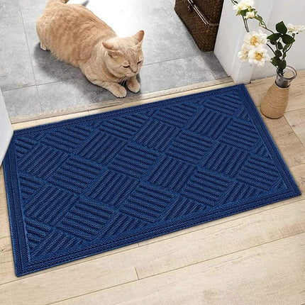 Mibao Door Mat Outdoor, Welcome Mats Outside, Large Front Door Mats, Doormat Indoor Entrance, Outdoor Mat, Anti-Slip Rubber Door Mats, Washable Entryway Rug, 24" x 36", Blue.