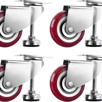 SPACECARE 2.5 Inches Swivel Caster Wheels, Heavy Duty Casters Set of 4 with Leg Levelers, 1000Lbs with 360 Degree No Noise Furniture Wheels.