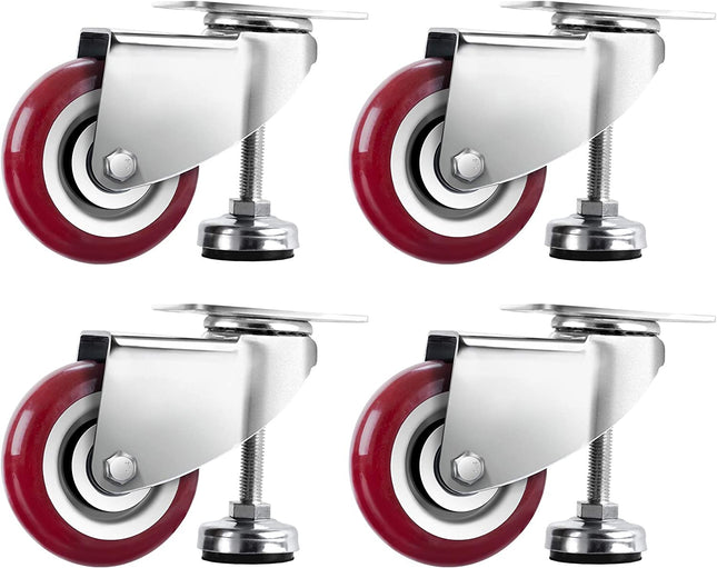 SPACECARE 2.5 Inches Swivel Caster Wheels, Heavy Duty Casters Set of 4 with Leg Levelers, 1000Lbs with 360 Degree No Noise Furniture Wheels.