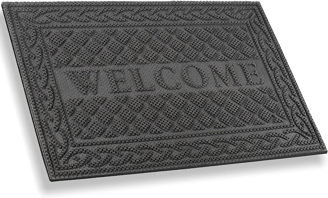 Mibao Welcome Mats Outdoor, Indoor Outdoor Durable Rubber Door Mats for Home Entrance, All Weather Doormats for Winter Snow, Low Profile Outdoor Floor Mat, 24X36 Inches, Gray.