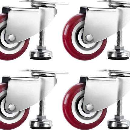 SPACECARE 4 Inches Swivel Caster Wheels, Heavy Duty Casters Set of 4 with Leg Levelers, 1360Lbs with 360 Degree No Noise Furniture Wheels.