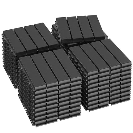 Goovilla Plastic Interlocking Deck Tiles, 36 Pack Patio Deck Tiles, 12"x12" Waterproof Outdoor Flooring All Weather Use, Patio Floor Decking Tiles for Porch Poolside Balcony Backyard, Dark Grey.