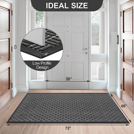 Mibao Front Door Mat, Heavy Duty Durable Welcome Mat for Outdoor Indoor, Dirt Trapper Waterproof Super Absorbent Door Mat for Entryway Outside Patio Porch, 46"x72", Gray.