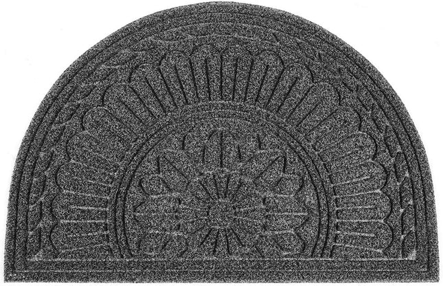 Mibao Half Round Door Mat, 24" x 36", Outdoor Door Mats, Half Round Rug, Front Door Mats Outdoor, Outdoor Welcome Mats for Front Door, Half Moon Outdoor Mat, Indoor/Outdoor Mats Waterproof, Gray.