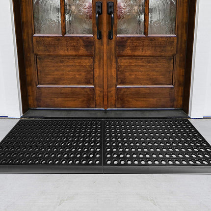 Front Door Mat, Heavy Duty All Weather Dirt Trapping Waterproof Non-Slip Drainage Welcome Entrance Doormats, Mud Mat for Garage Home Pool Entry Commercial, 29.5" x 17", Black