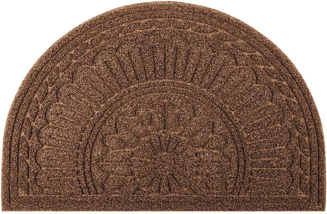 Mibao Half Round Door Mat, 24" x 36", Outdoor Door Mats, Half Round Rug, Front Door Mats Outdoor, Outdoor Welcome Mats for Front Door, Half Moon Outdoor Mat, Indoor/Outdoor Mats Waterproof, Coffee.