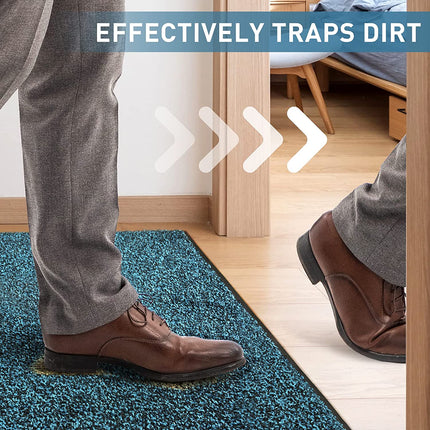 Mibao Dirt Trapper Door Mat for Indoor&Outdoor, 24" x 71", Black&Blue, Washable Barrier Door Mat, Heavy Duty Non-Slip Entrance Rug Shoes Scraper, Super Absorbent Front Door Mat Carpet.