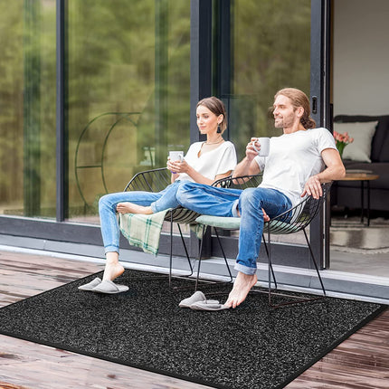Mibao Dirt Trapper Door Mat for Indoor&Outdoor, 24" x 48", Anthracite Black, Washable Barrier Door Mat, Heavy Duty Non-Slip Entrance Rug Shoes Scraper, Super Absorbent Front Door Mat Carpet.