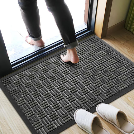 Mibao Front Door Mat, Heavy Duty Durable Welcome Mat for Outdoor Indoor, Dirt Trapper Waterproof Super Absorbent Door Mat for Entryway Outside Patio Porch, 24"x48", Gray.