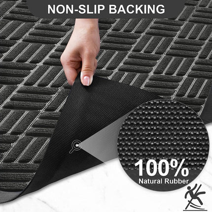 Mibao Front Door Mat, Heavy Duty Durable Welcome Mat for Outdoor Indoor, Dirt Trapper Waterproof Super Absorbent Door Mat for Entryway Outside Patio Porch, 36"x60", Gray.