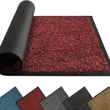 Mibao Dirt Trapper Door Mat for Indoor&Outdoor, 36" x 48", Black&red, Washable Barrier Door Mat, Heavy Duty Non-Slip Entrance Rug Shoes Scraper, Super Absorbent Front Door Mat Carpet.