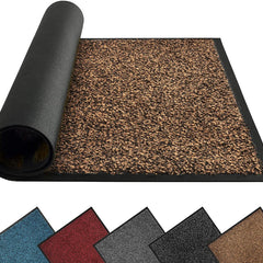 Mibao Dirt Trapper Door Mat for Indoor&Outdoor, 20" x 32", Brown Black,Washable Barrier Heavy Duty Non-Slip Entrance Rug Shoes Scraper, Super Absorbent Front Carpet.