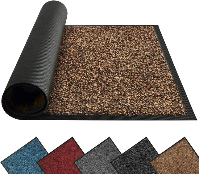 Mibao Dirt Trapper Door Mat for Indoor&Outdoor, 36" x 48", Black&Brown, Washable Barrier Door Mat, Heavy Duty Non-Slip Entrance Rug Shoes Scraper, Super Absorbent Front Door Mat Carpet.