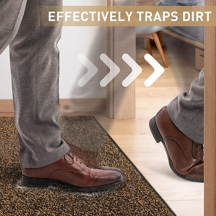 Mibao Dirt Trapper door mat for Indoor&Outdoor, 48" x 72", Brown Black,Washable Barrier , Heavy Duty Non-Slip Entrance Rug Shoes Scraper, Super Absorbent Front Carpet.