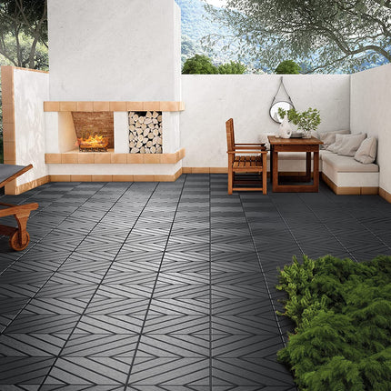 VANCASTLE Plastic Interlocking Deck Tiles, 12"x12"(Pack of 27), Patio Flooring Outdoor Waterproof All Weather Use, Outdoor Flooring for Patio Garden Poolside Front/Back Yard, Dark Grey.