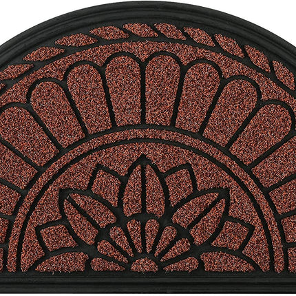 Mibao Half Round Door Mat, Non-Slip Welcome Entrance Way Rug, Durable Rubber Door Mats, Low-Profile Heavy Duty Doormat, Half Circle Rugs for Garage, Patio, High Traffic Areas, 18" x 30", Maroon.