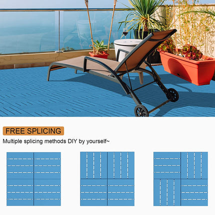 Goovilla Plastic Interlocking Deck Tiles, 27 Pack Patio Deck Tiles, 12"x12" Waterproof Outdoor Flooring All Weather Use, Patio Floor Decking Tiles for Porch Poolside Balcony Backyard, Blue.