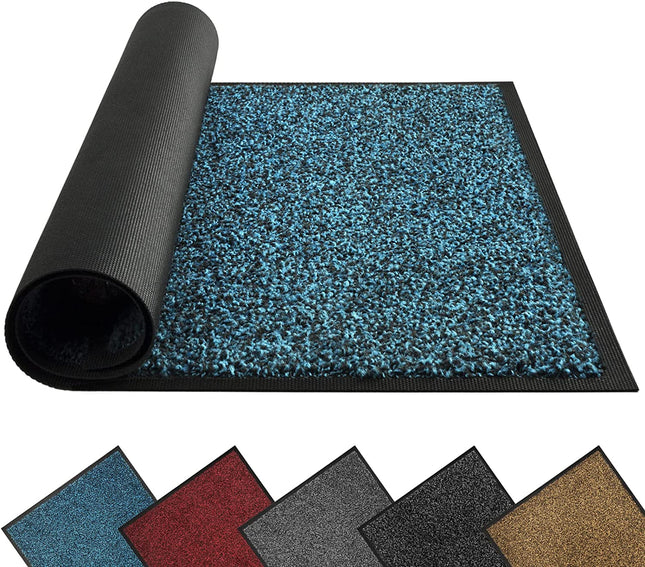 Mibao Dirt Trapper for Indoor&Outdoor, 36" x 60", Blue Black,Washable Barrier, Heavy Duty Non-Slip Entrance Rug Shoes Scraper, Super Absorbent Front Door Mat Carpet.