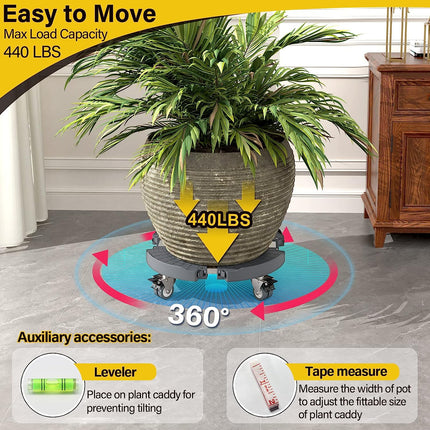 SWAGER Plant Caddy with Wheels ,1 Pack, Gray