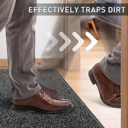 Mibao Dirt Trapper Door Mat for Indoor&Outdoor, 36" x 48", Black&Gray, Washable Barrier Heavy Duty Non-Slip Entrance Rug Shoes Scraper, Super Absorbent Front Carpet.