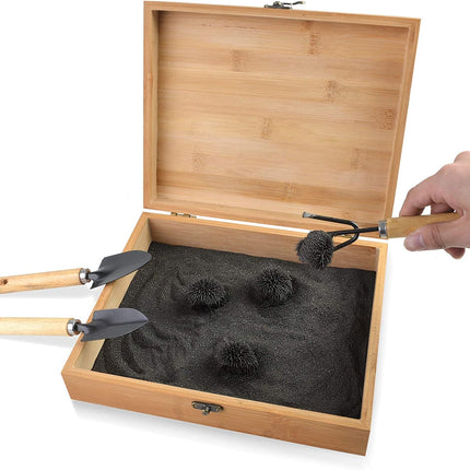 SPACECARE Magnetic Zen Sand Garden with 1.5 Lbs Iron Fillings, 4 Magnets and 3 Tools, Wooden Box Toy for Science, Stress Relief, Creativity and Children Education.