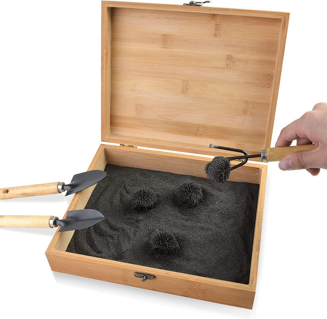 SPACECARE Magnetic Zen Sand Garden with 1.5 Lbs Iron Fillings, 4 Magnets and 3 Tools, Wooden Box Toy for Science, Stress Relief, Creativity and Children Education.