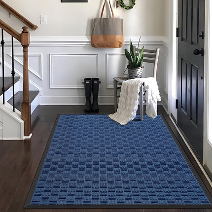 Mibao Front Door Mat, Heavy Duty Durable Welcome Mat for Outdoor Indoor, Dirt Trapper Waterproof Super Absorbent Door Mat for Entryway Outside Patio Porch, 36"x60", Blue.