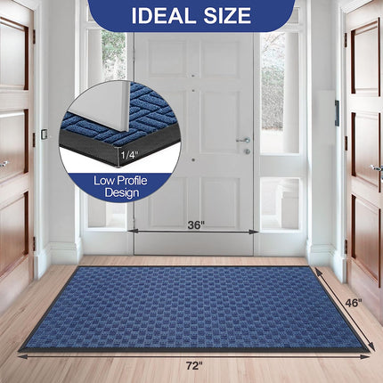 Mibao Front Door Mat, Heavy Duty Durable Welcome Mat for Outdoor Indoor, Dirt Trapper Waterproof Super Absorbent Door Mat for Entryway Outside Patio Porch, 46"x72", Blue.