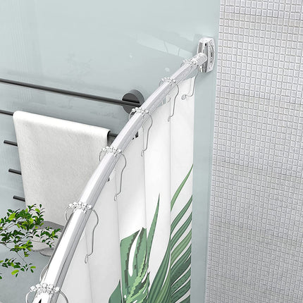 Bonpally Curved Shower Curtain Rod 43-72 Inches Adjustable, Aluminum Shower Rod Rustproof, Round Shower Curtain Rod, Curved Shower Rods for Bathroom, Bathtub, Stall, Chrome, Need to Drill.