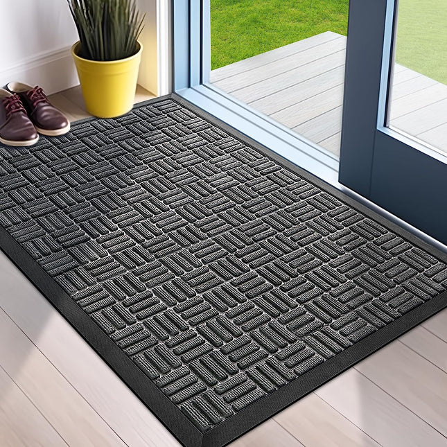 Mibao Welcome Front Door Mat, Outdoor Mats for Home Entrance Rubber Backed Rugs Non-Slip Shoe Mat, Low Profile Indoor Outdoor Door Mats Entry Mat, 24"x36", Gray.