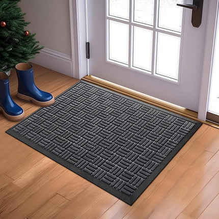 Mibao Front Door Mat, Heavy Duty Durable Welcome Mat for Outdoor Indoor, Dirt Trapper Waterproof Super Absorbent Door Mat for Entryway Outside Patio Porch, 24"x48", Gray.
