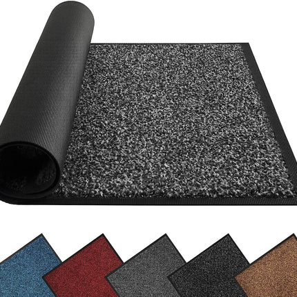 Mibao Dirt Trapper Door Mat for Indoor&Outdoor, 36" x 48", Black&Gray, Washable Barrier Heavy Duty Non-Slip Entrance Rug Shoes Scraper, Super Absorbent Front Carpet.