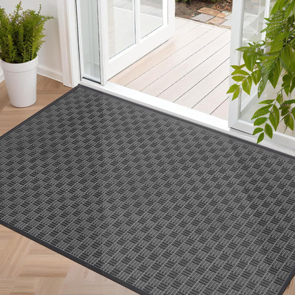 Mibao Front Door Mat, Heavy Duty Durable Welcome Mat for Outdoor Indoor, Dirt Trapper Waterproof Super Absorbent Door Mat for Entryway Outside Patio Porch, 46"x72", Gray.