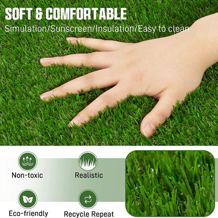 VANCASTLE Artificial Grass Turf Tiles Interlocking Set 9 Pieces, Fake Grass Tiles Self-draining for Pet Indoor/Outdoor Flooring Decor, 12"x12".