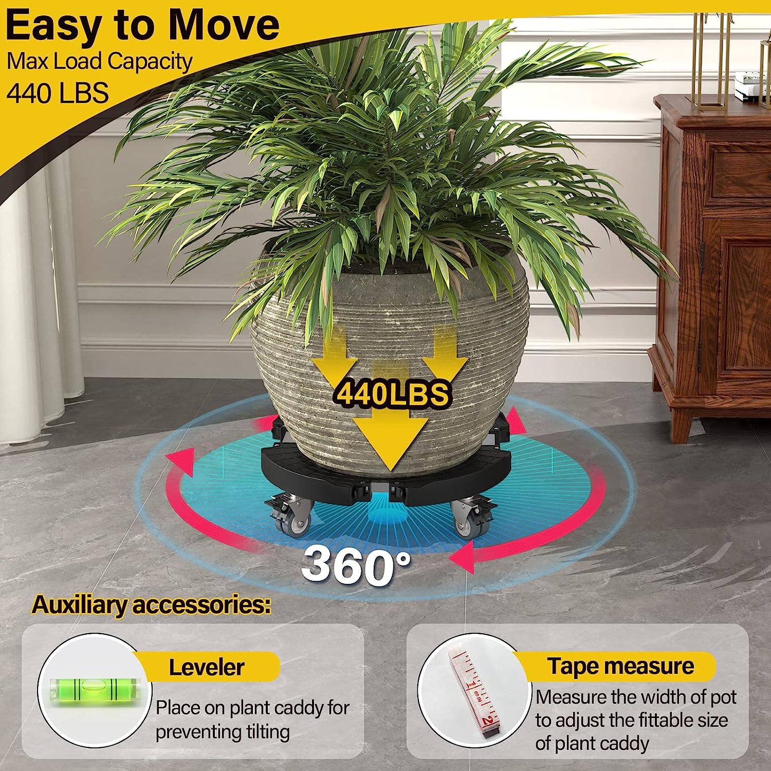 tilted pot plant stand Yeabett Plant Stand with Wheels,(1Pack ),Black – yeabett